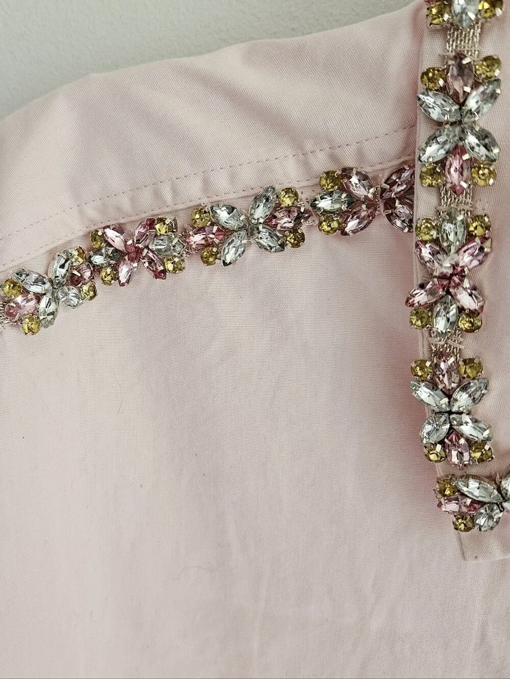 J Crew Etienne Jeweled Cropped Button Down Shirt